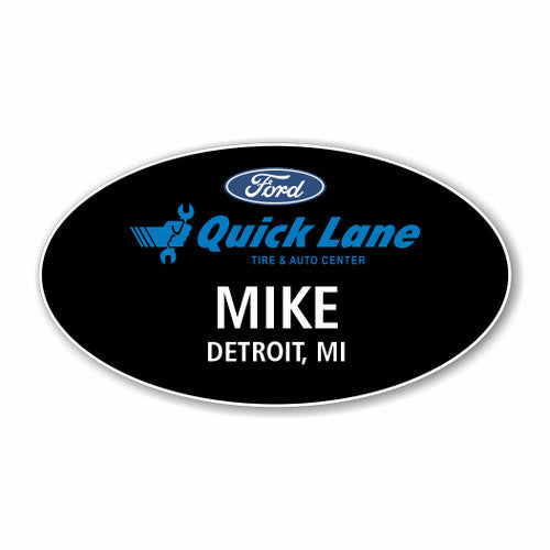 Ford Quick Lane Black Oval Name Badge