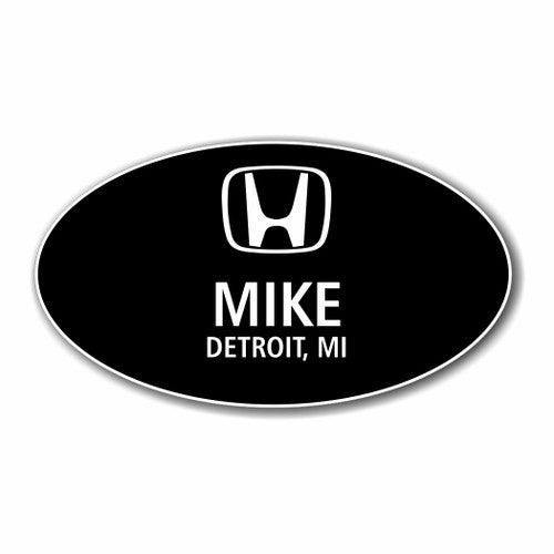 Honda Black Oval Name Badge