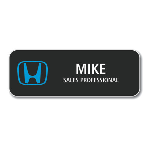 Honda 3.50" x 1.25"  Black Name Badge