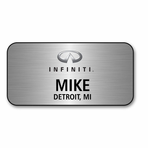 Infiniti Brushed Aluminum 3" x 1.5" Name Badge