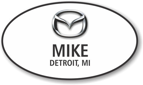 Mazda White Oval Name Badge