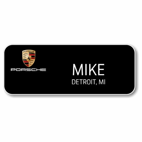 Porsche Black 3.25" x 1.25" Name Badge