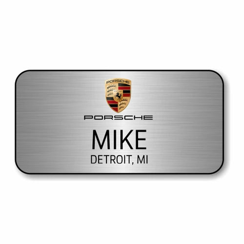 Porsche Silver 3" x 1.5" Name Badge