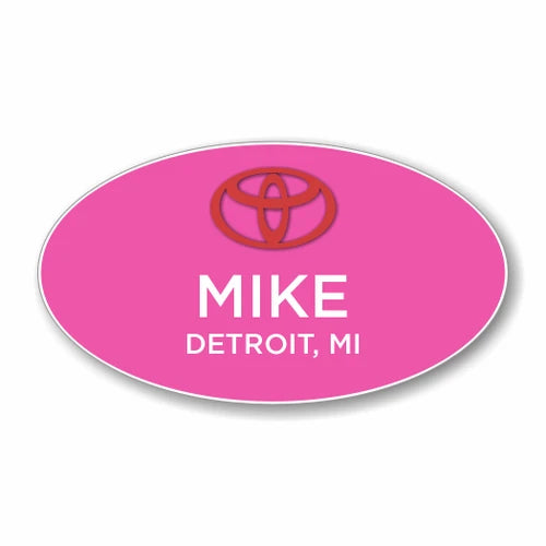 Toyota Pink Oval Name Badge