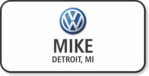 Volkswagen White Rectangle 1½" x 3" Name Badge