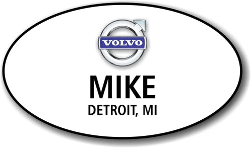 Volvo White Oval Name Badge