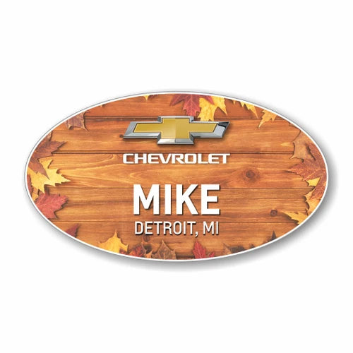 Fall Design 1 Oval Name Badge