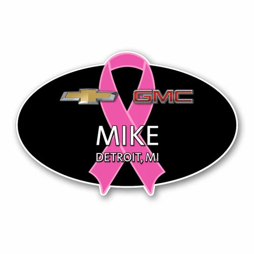 Chevrolet GMC Breast Cancer Awareness Name Badge (Oval)