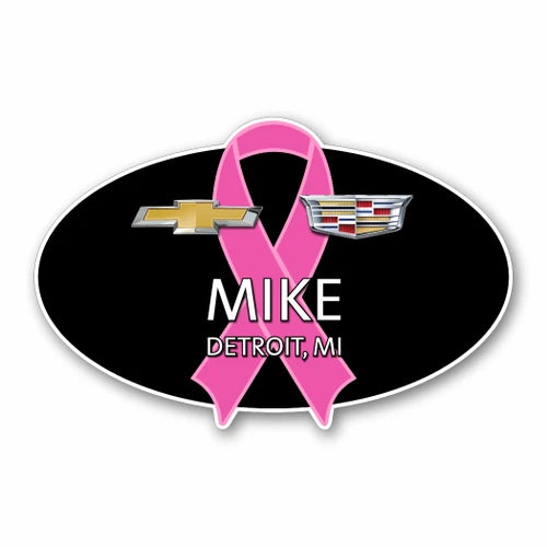 Chevrolet Cadillac Breast Cancer Awareness Name Badge (Oval)