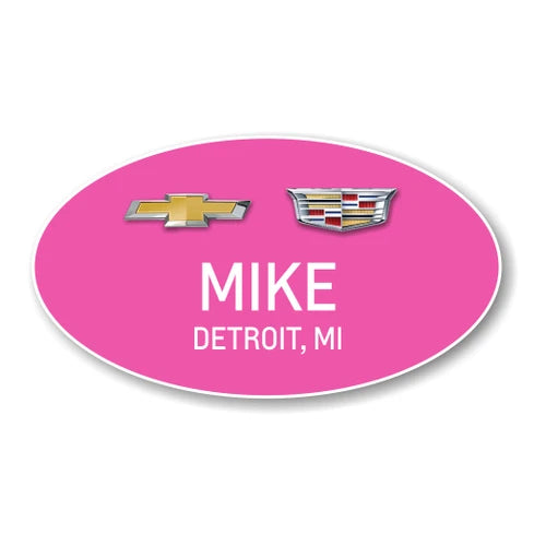 Chevrolet Cadillac Pink Oval Name Badge