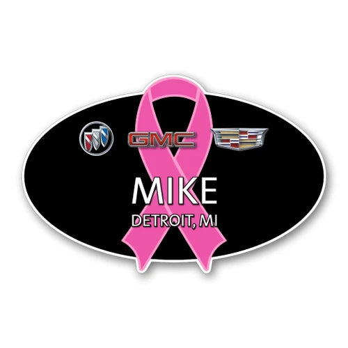 Buick GMC Cadillac Breast Cancer Awareness Name Badge (Oval)