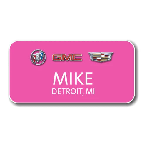 Buick GMC Cadillac Pink 3" x 1.5" Name Badge