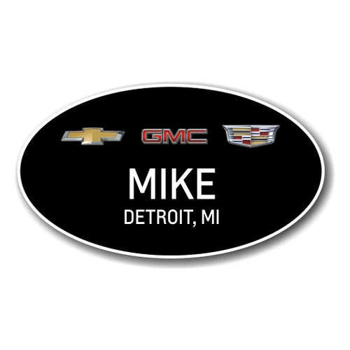 Chevrolet GMC Cadillac Black Oval Name Badge