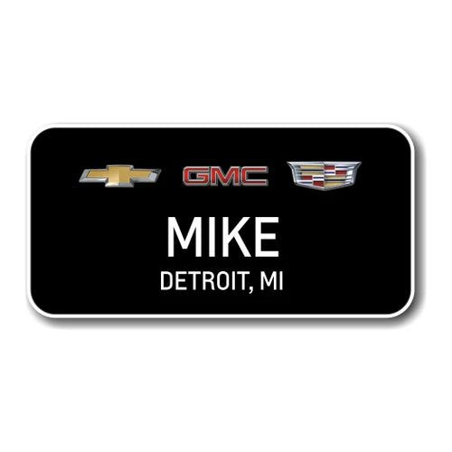 Chevrolet GMC Cadillac Black 3" x 1.50" Name Badge