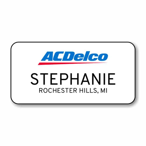 ACDelco White 3" x 1.5" Name Badge