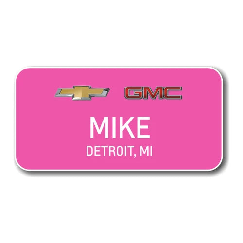 Chevrolet GMC Pink 3" x 1.5" Name Badge