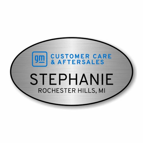 GM Customer Care and Aftersales Silver Oval Name Badge