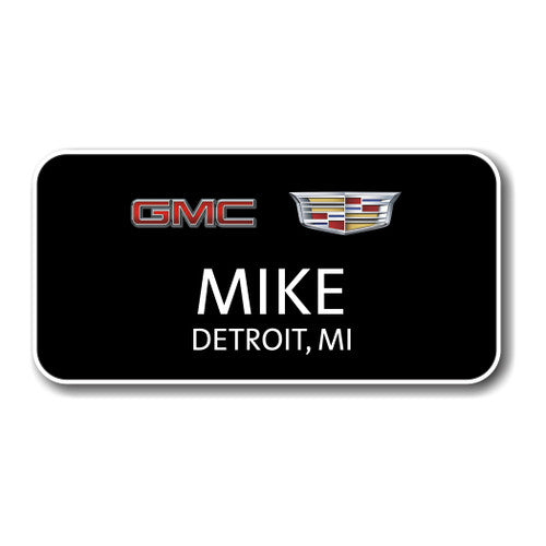 GMC Cadillac Black 3" x 15" Name Badge
