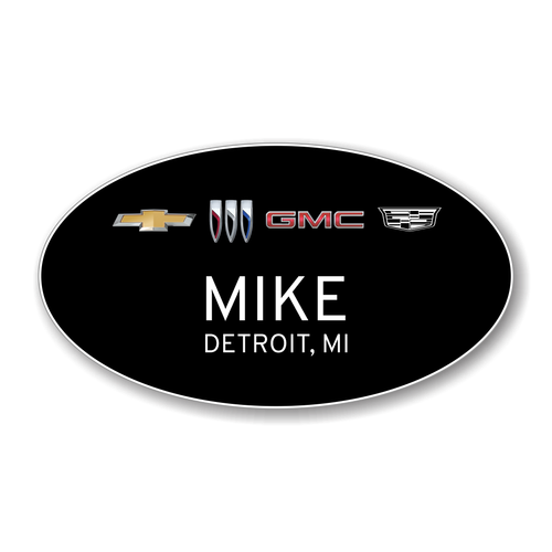 GM 4 Brand 2023 Black Oval Name Badge