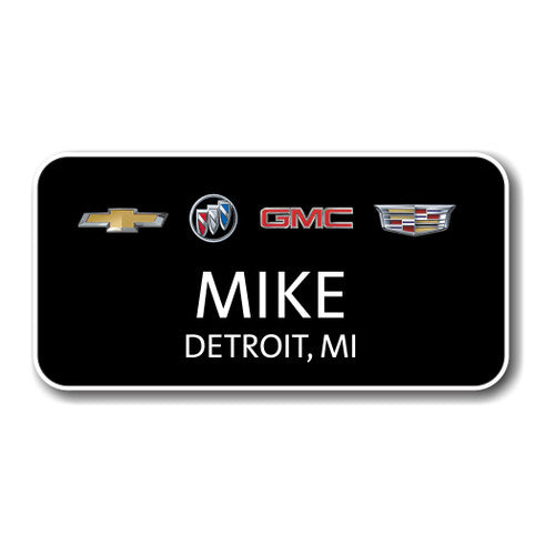 GM 4 Brand Black 3" x 1.5" Name Badge