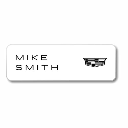 Cadillac Logo 2022 3" x 1" White Name Badge