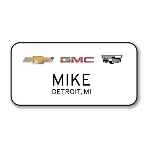 Chevrolet GMC Cadillac White 3" x 1.5" Name Badge Current Logos