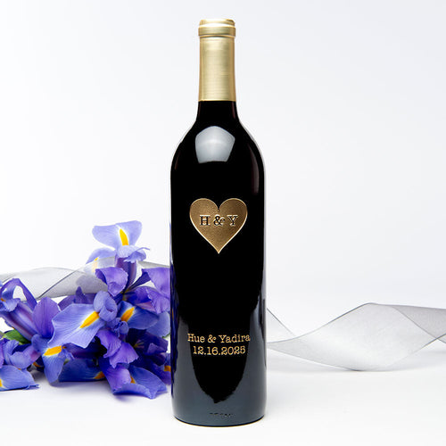 Monogram Heart — Engraved Wine Bottle