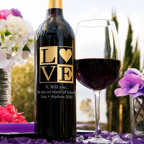 Love Frame with Heart — Engraved Wine Bottle