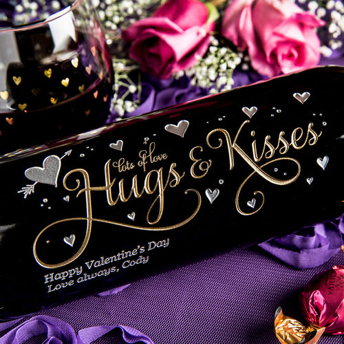 Hugs & Kisses — Engraved Wine Bottle
