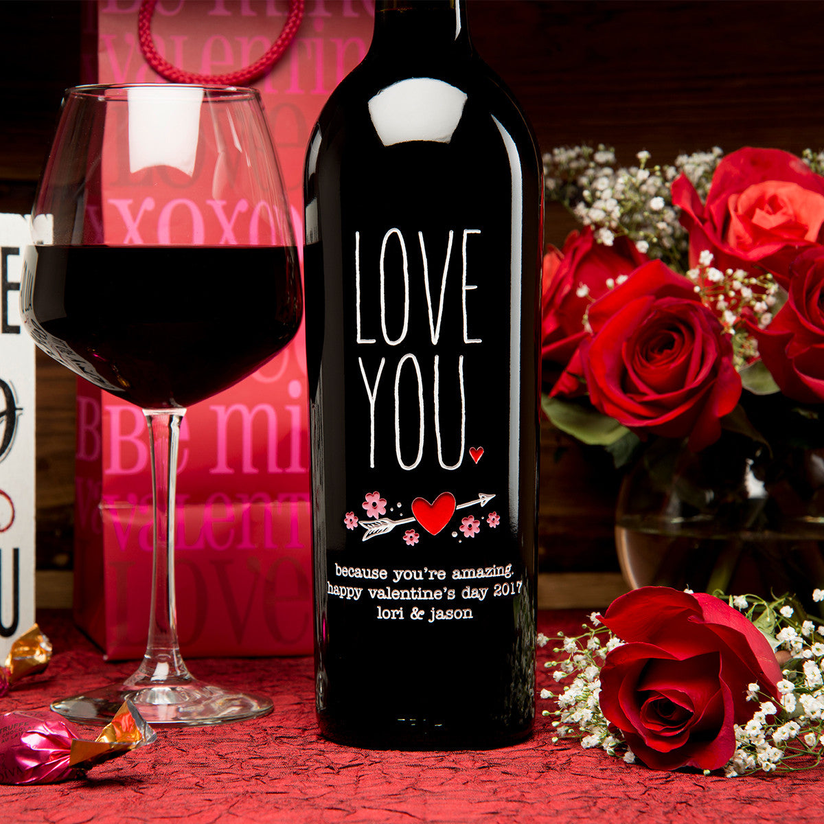 LOVE YOU — Engraved Wine Bottle