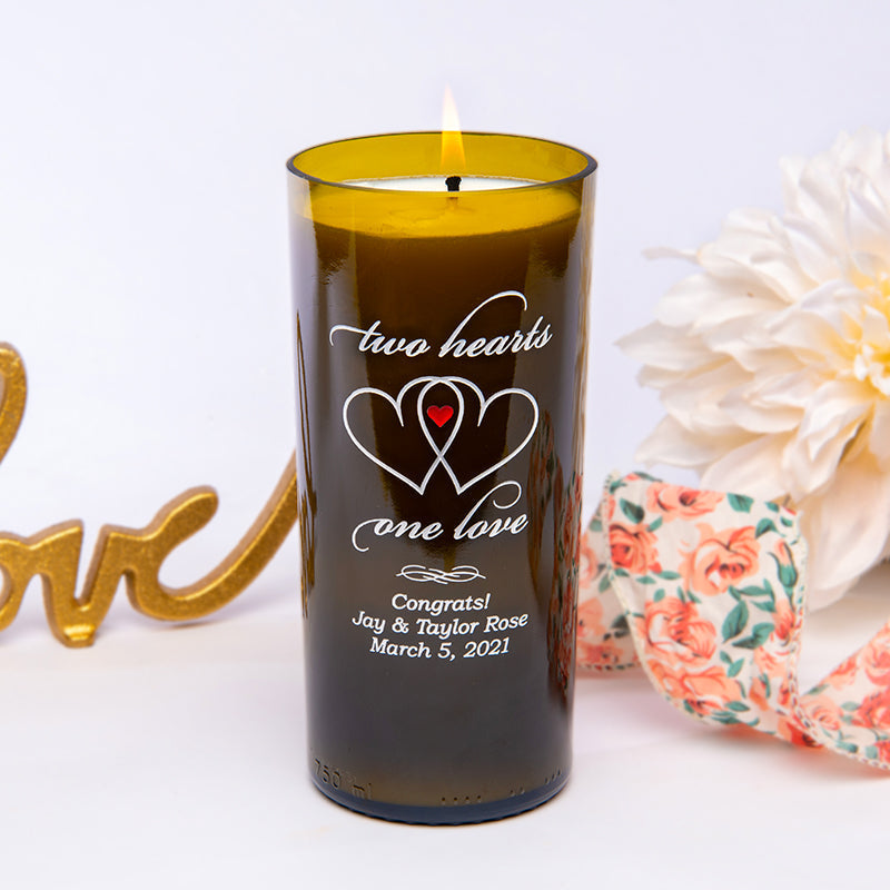 Two Hearts Personalized Candle — personalized design
