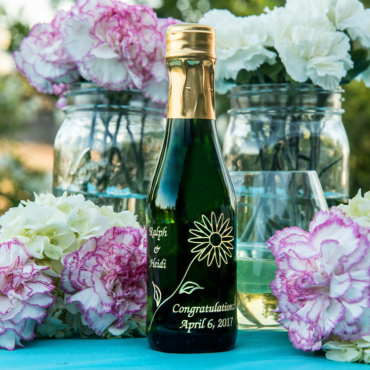 Etched Daisy Etched Favor Sets — engraved personalized design