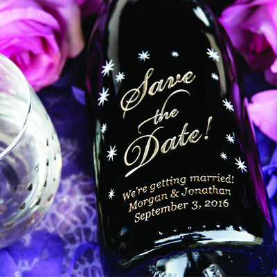 Classic Save the Date — Engraved Wine Bottle