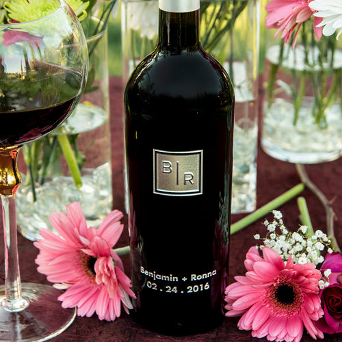 Transitional Monogram — Engraved Wine Bottle
