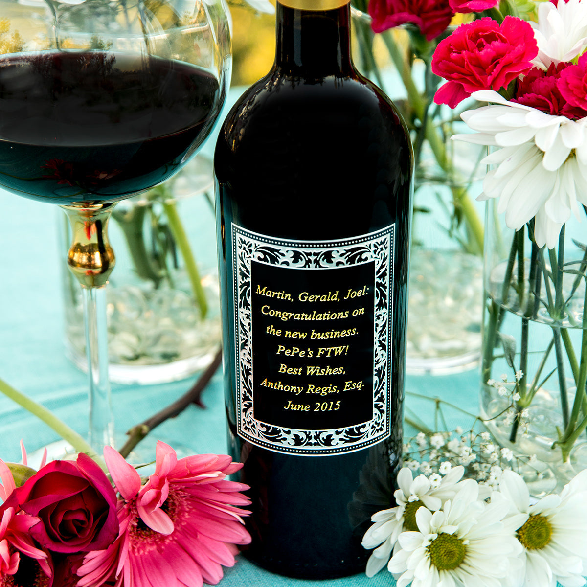 Beautiful Frame — Engraved Wine Bottle
