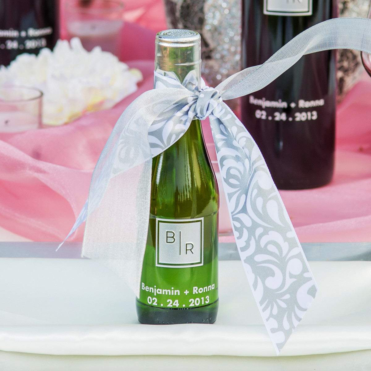 Transitional Monogram Etched Favor Sets — engraved personalized design