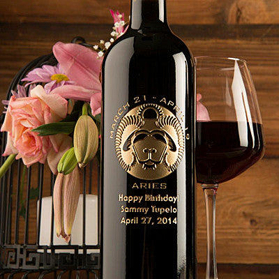Aries Birthday — Engraved Wine Bottle