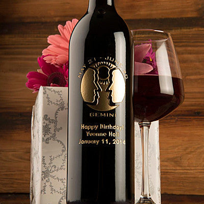 Gemini Birthday — Engraved Wine Bottle