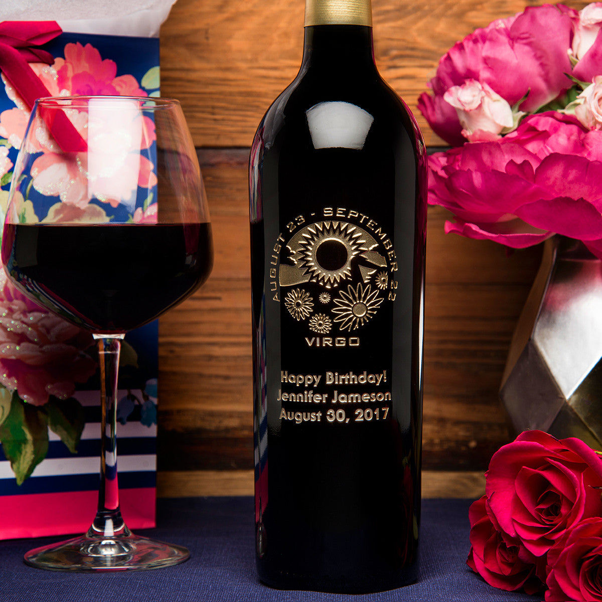 Virgo Birthday — Engraved Wine Bottle