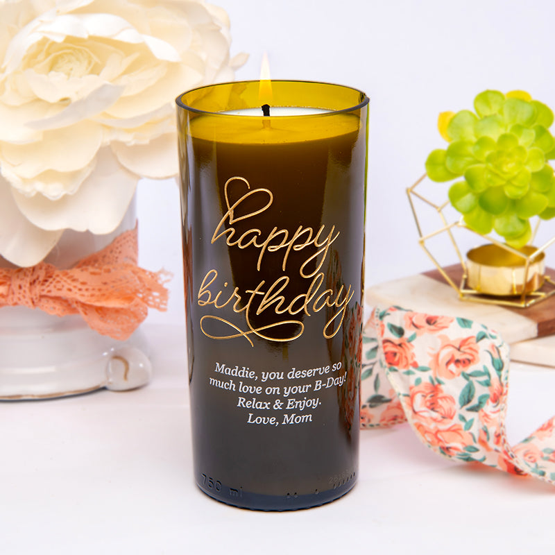 Beloved Birthday Personalized Candle — engraved personalized design
