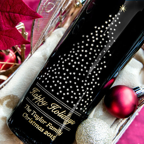 Starry Pine — Engraved Wine Bottle