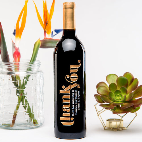 Eloquent Thank You — Engraved Wine Bottle
