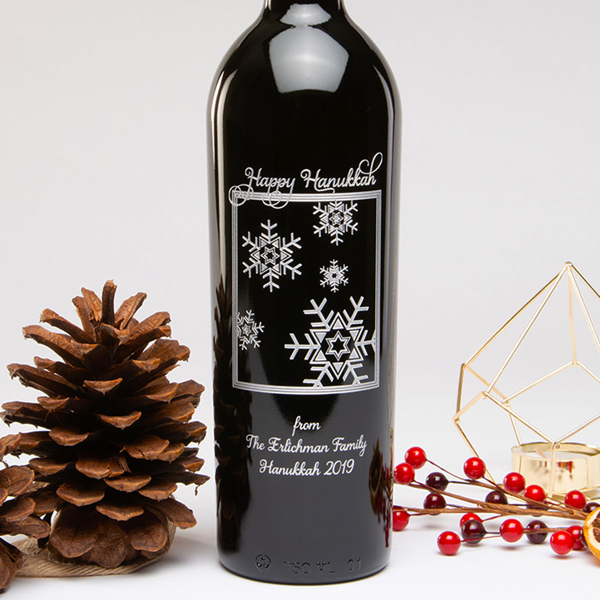 Star of David Shimmering Snowflakes — engraved personalized design