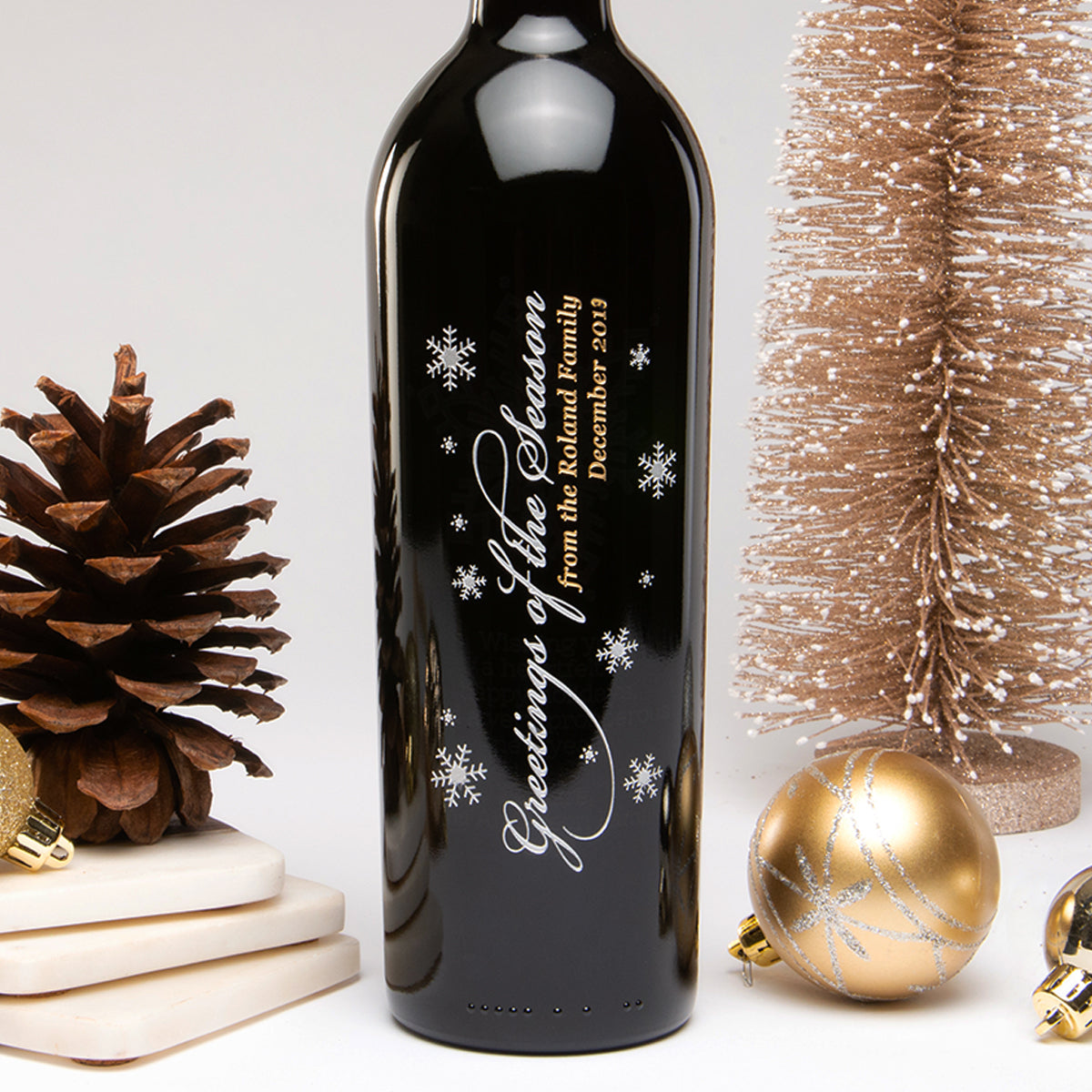 Greetings of the Season 2 — Engraved Wine Bottle