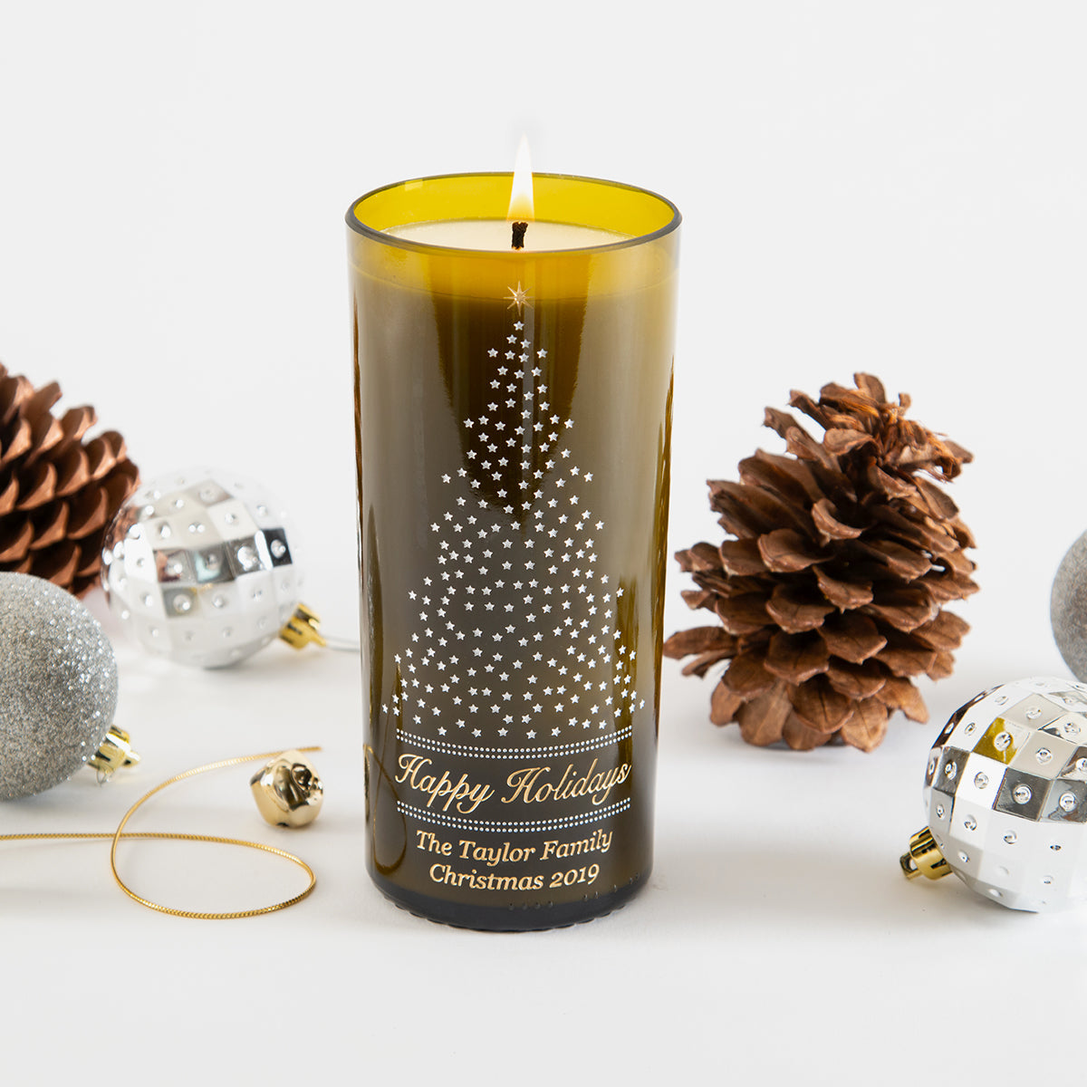 Starry Pine Personalized Candle — engraved personalized design