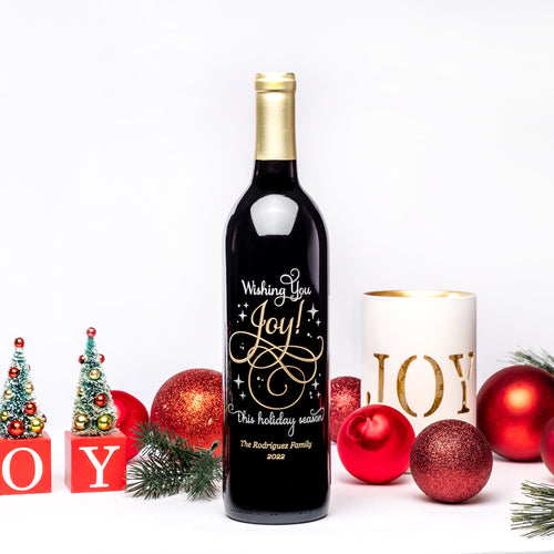 Wishing You Joy — Engraved Wine Bottle