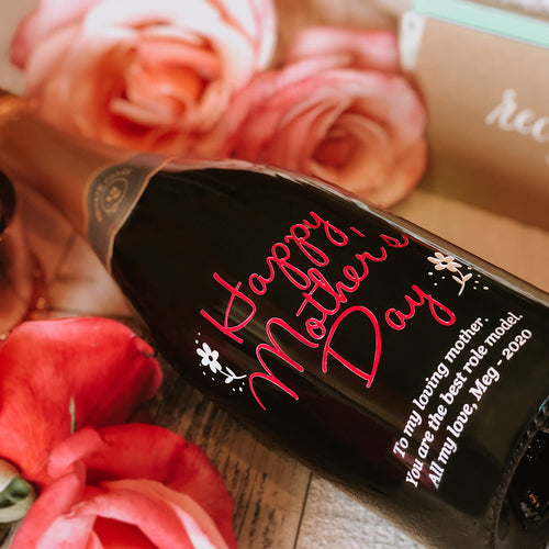 Mother's Day Flowers — Engraved Wine Bottle