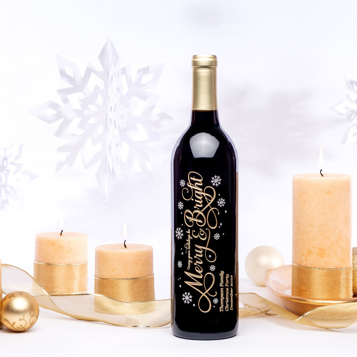 Joyful Merry & Bright — engraved personalized design
