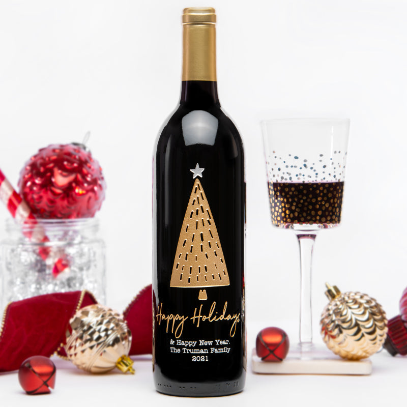 Happy Holidays Tree — engraved personalized design
