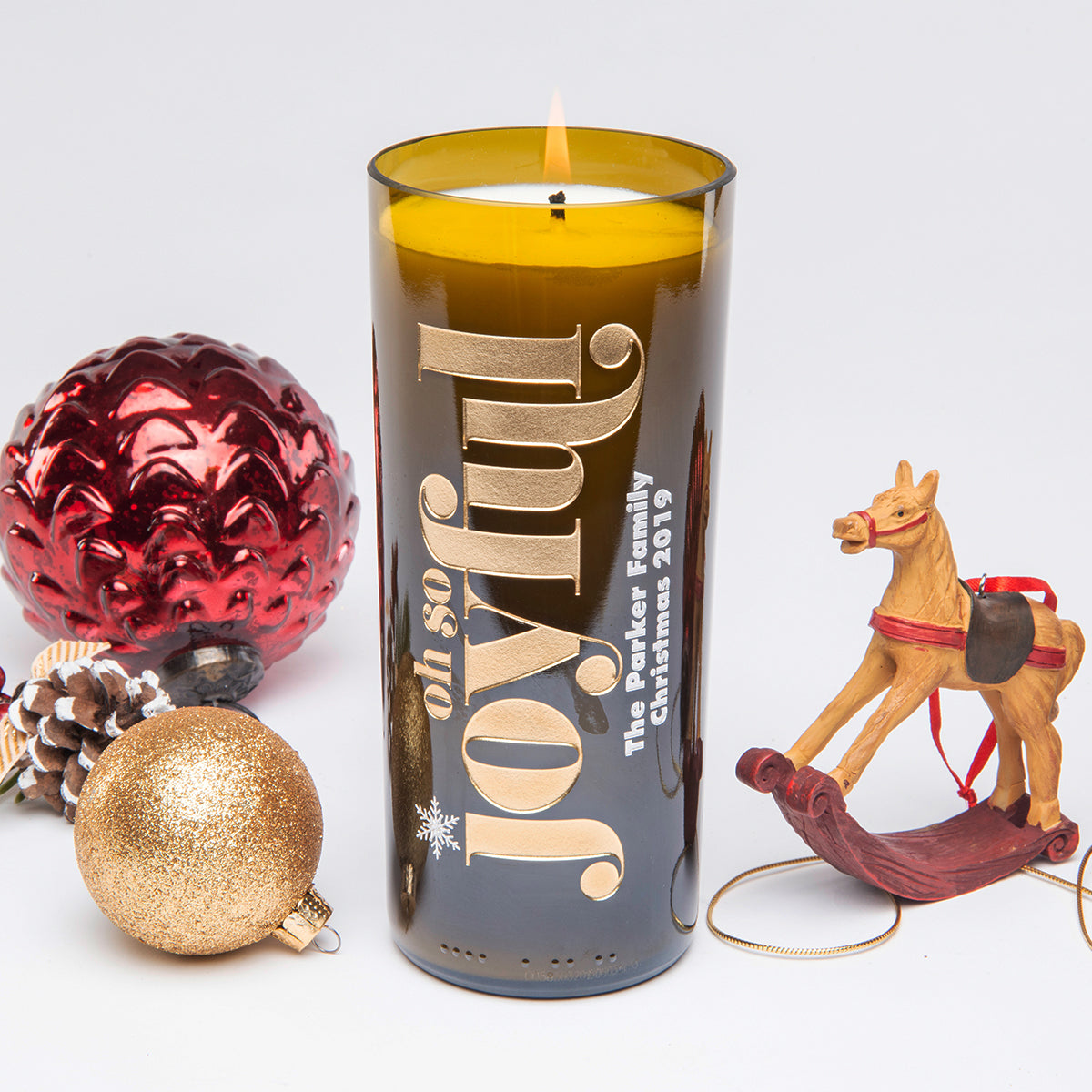 Oh So Joyful Personalized Candle — engraved personalized design